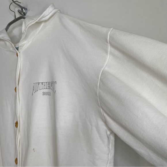 Vintage 90s BOCA AUTHENTIC Oversized White Cotton Hoodie Sweatshirt OS XXL - Picture 11 of 16